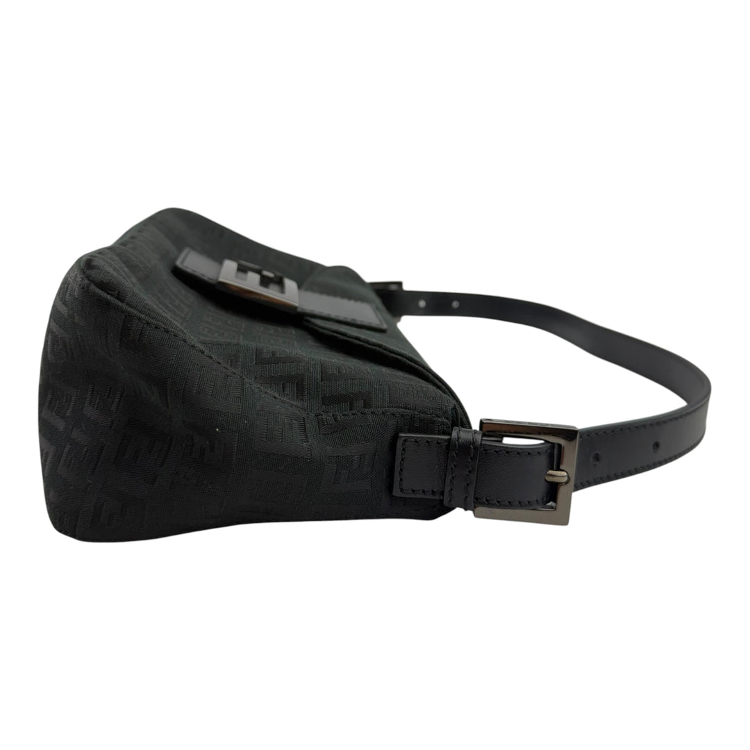 Fendi FF Zucchino Mamma Baguette Black Handbag