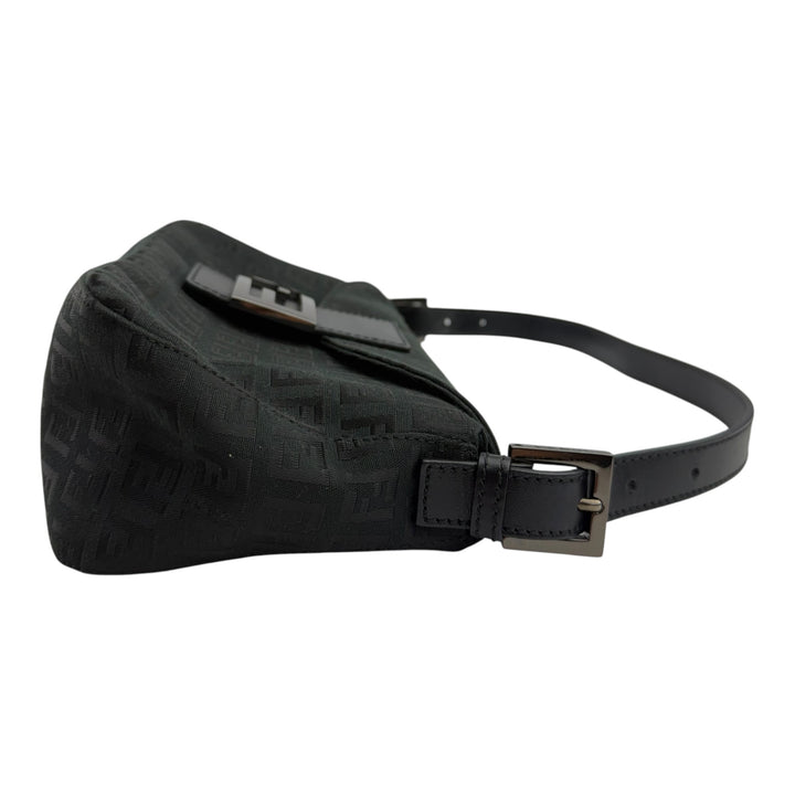 Fendi FF Zucchino Mamma Baguette Black Handbag
