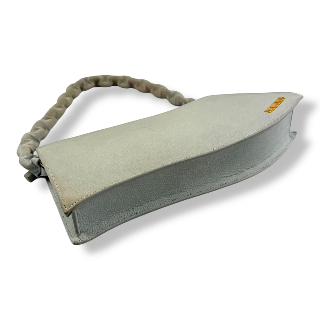 Jacquemus Vague Asymmetrical Grey Leather Shoulder Handbag
