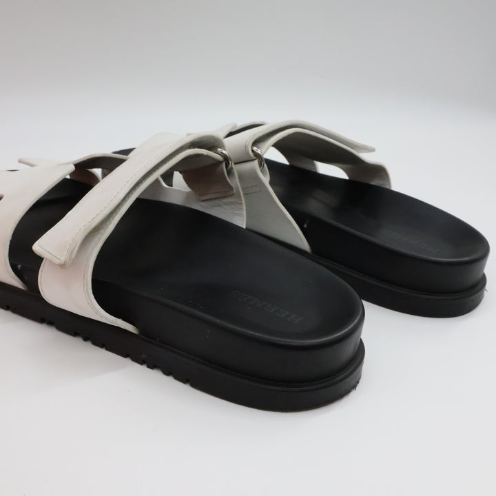 Hermes Chypre Black/White Sandals UK 5 EU 38
