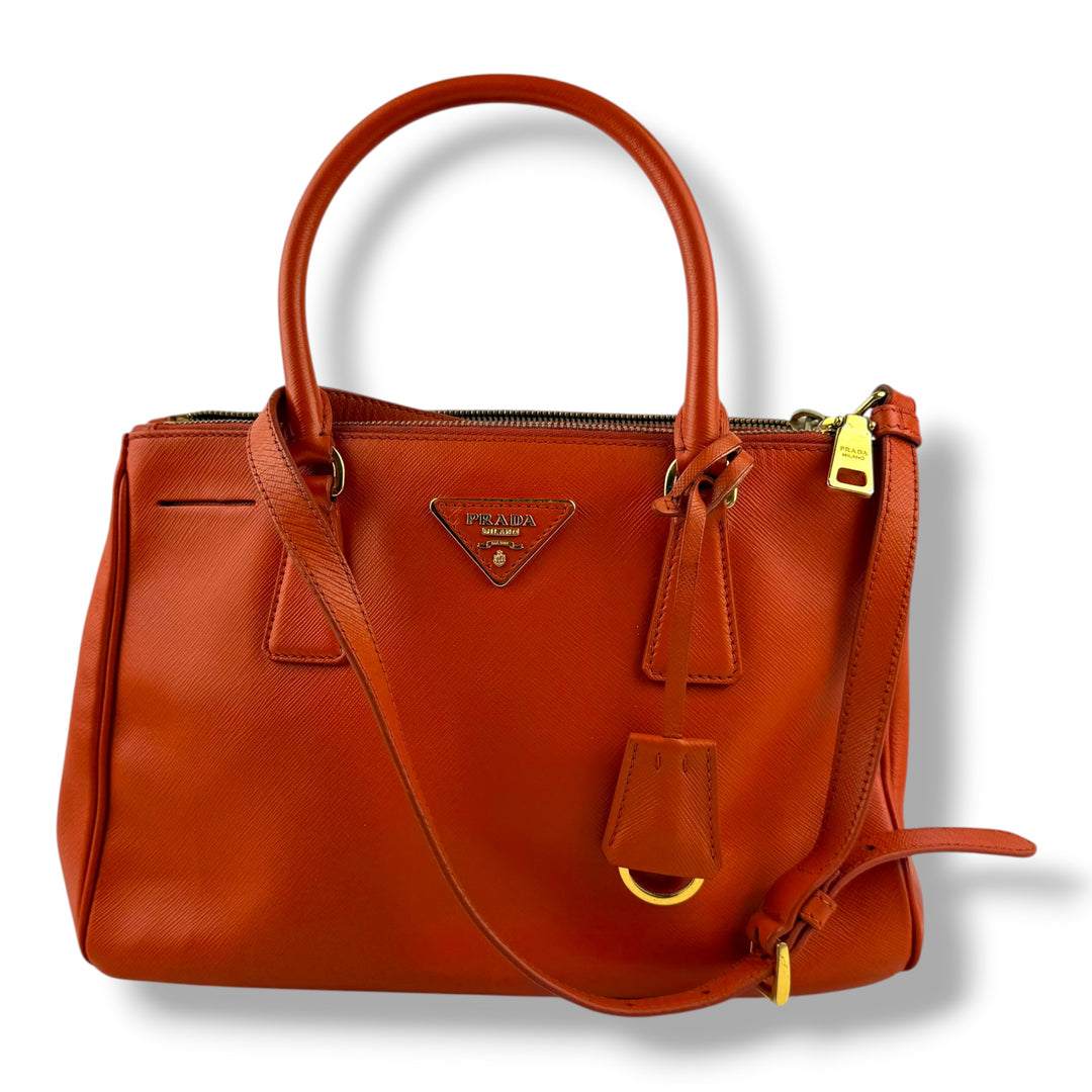 Prada Galleria Saffiano Tote Orange Leather Handbag