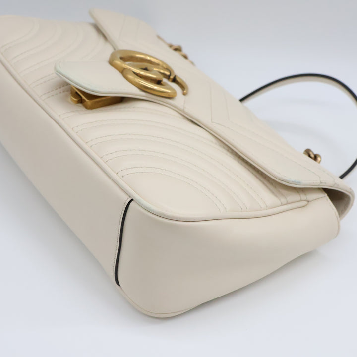 Gucci GG Marmont White Leather Small Handbag