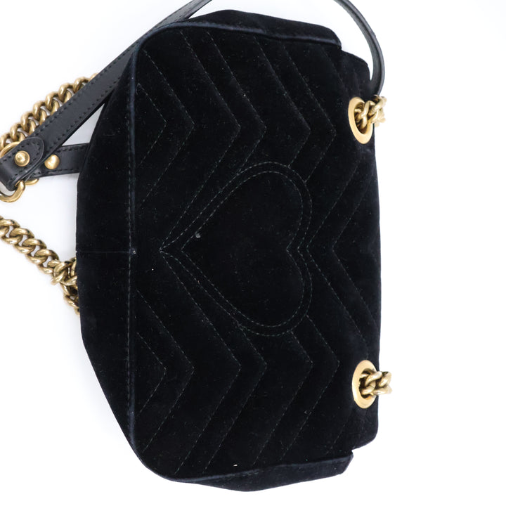 Gucci GG Marmont Black Velvet Mini Handbag