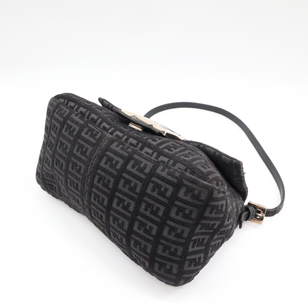 Fendi FF Zucca Mamma Baguette Black Shoulder Handbag