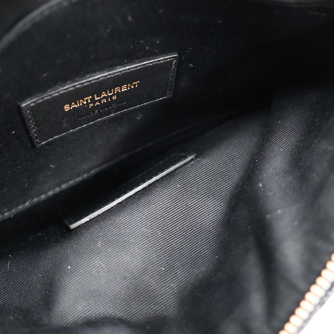 YSL Saint Laurent Cassandre Black Calfskin Leather Pouch Clutch Bag