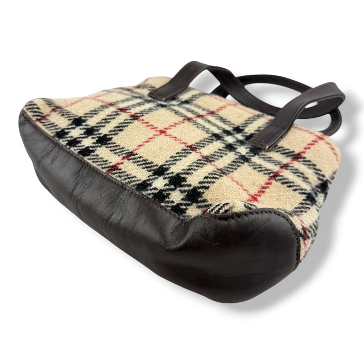 Burberry Tweed Check Tote Mini Vintage Handbag