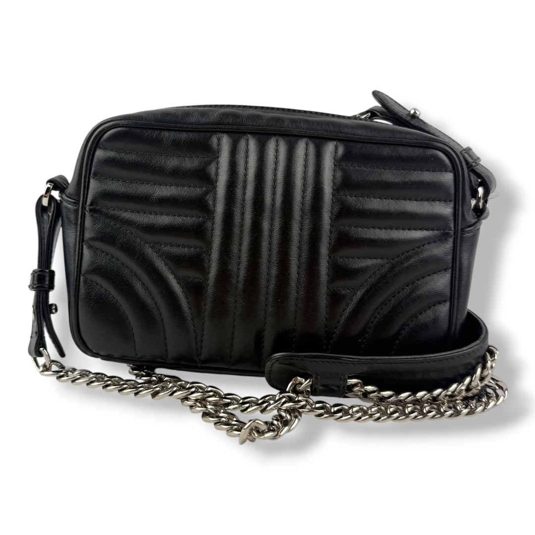 Prada Diagramme Black Calfskin Leather Camera Crossbody Handbag