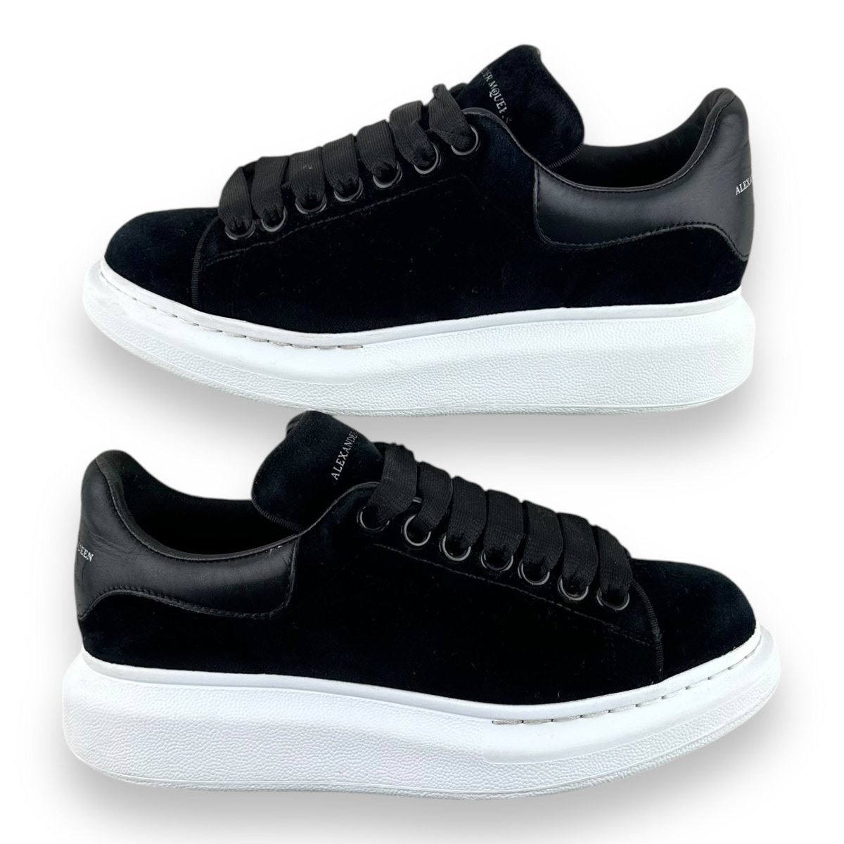 Black velvet mcqueen fashion trainers