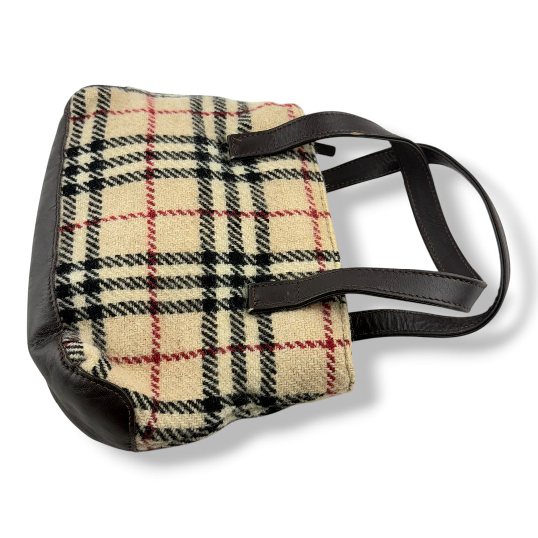 Burberry Tweed Check Tote Mini Vintage Handbag