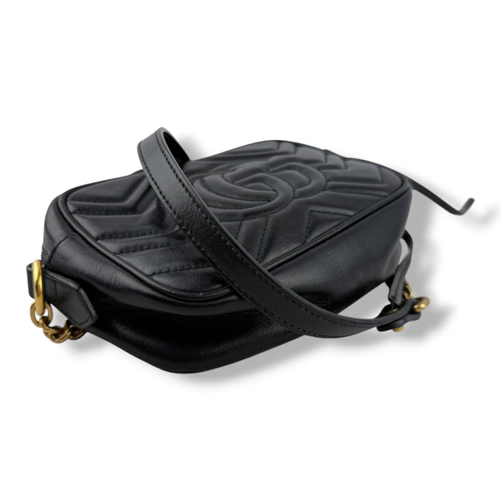 Gucci GG Black Mini Marmont Leather Handbag