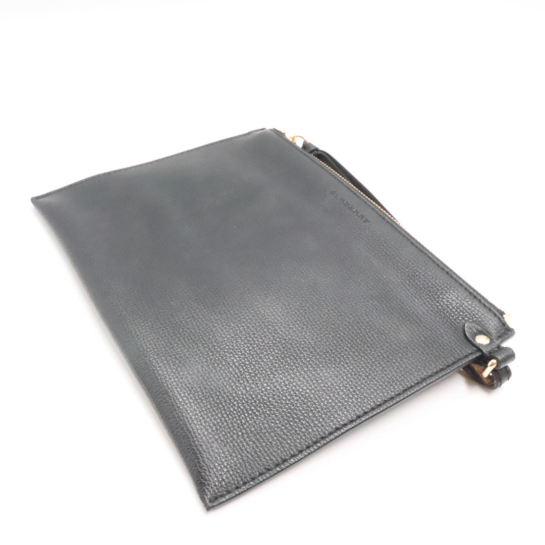 Burberry Black Leather Clutch Handbag