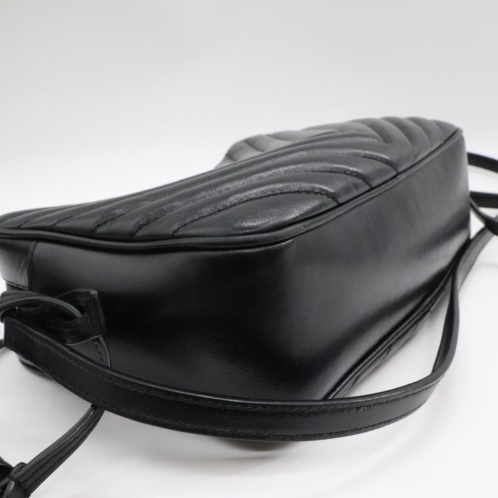 Saint Laurent Medium YSL Black Lou Black Quilted Leather Crossbody Handbag