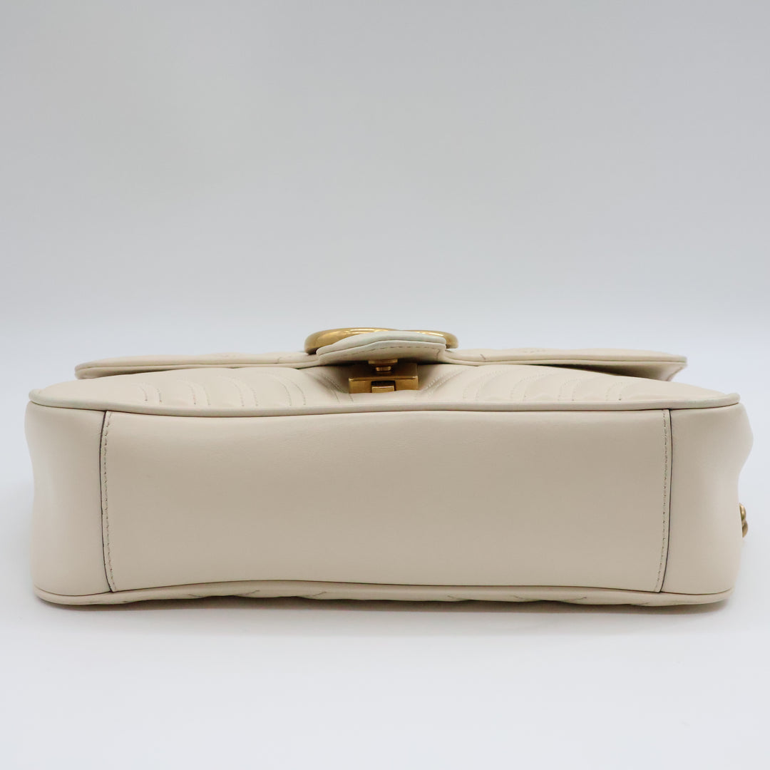 Gucci GG Marmont White Leather Small Handbag
