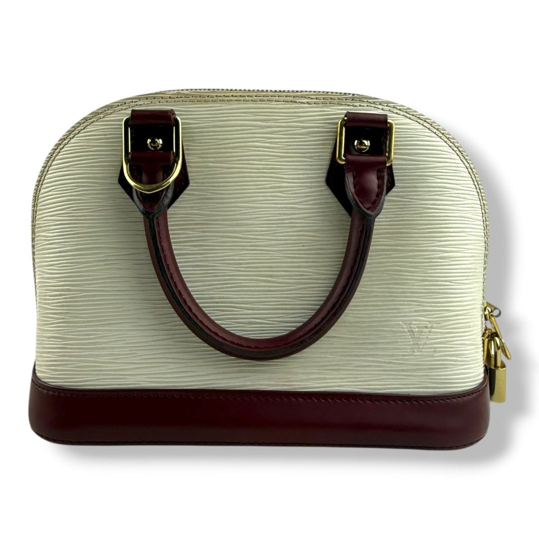 Louis Vuitton Alma BB Epi Leather Cream/Burgundy Handbag