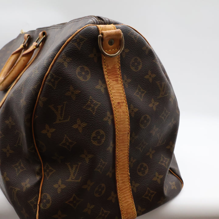 Louis Vuitton Bandouliere Vintage Brown Monogram 55 Keepall Duffle Bag