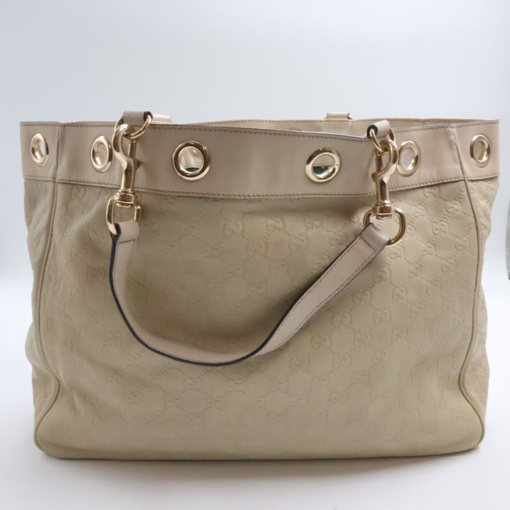 Gucci GG Beige Leather Tote Bag