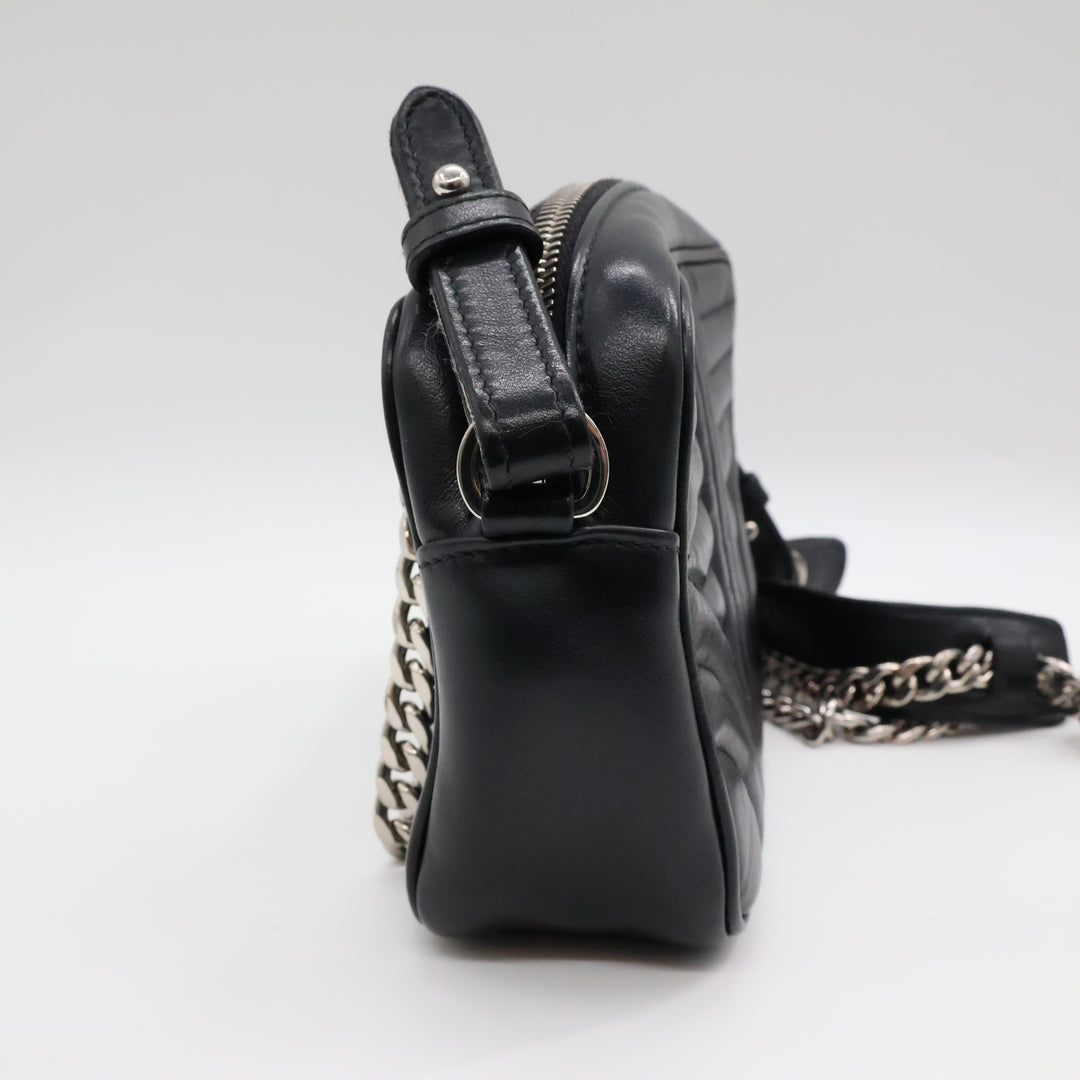 Prada Diagramme Black Calfskin Leather Camera Crossbody Handbag