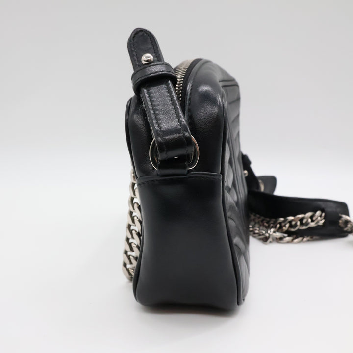 Prada Diagramme Black Calfskin Leather Camera Crossbody Handbag