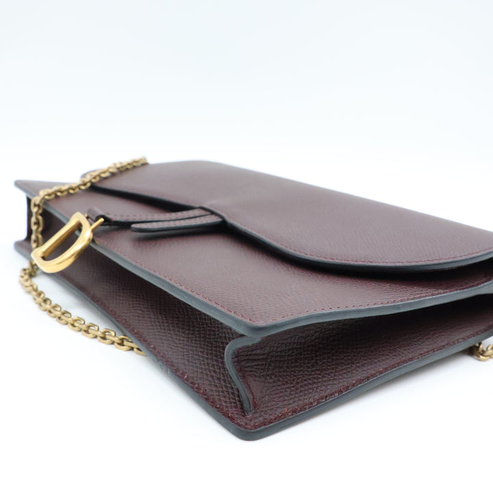 Dior Lady Dior Burgundy Wallet on Chain Pochette Bag