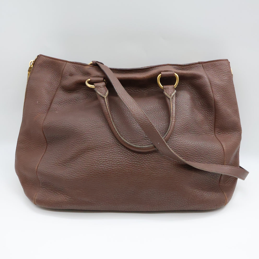 Prada Brown Vitello Tote Handbag