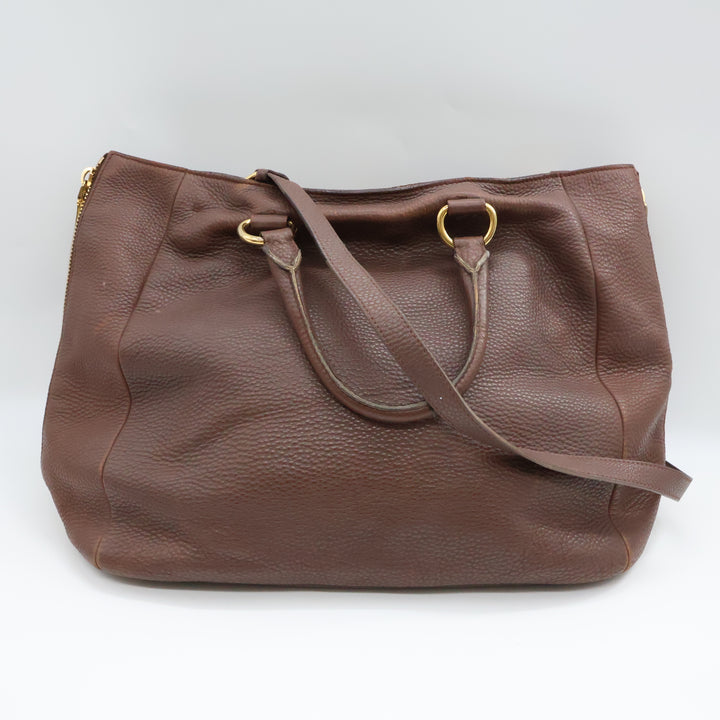 Prada Brown Vitello Tote Handbag