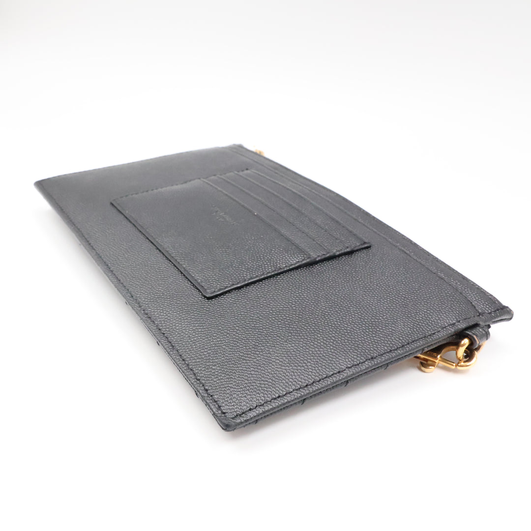 YSL Saint Laurent Cassandre Black Calfskin Leather Pouch Clutch Bag