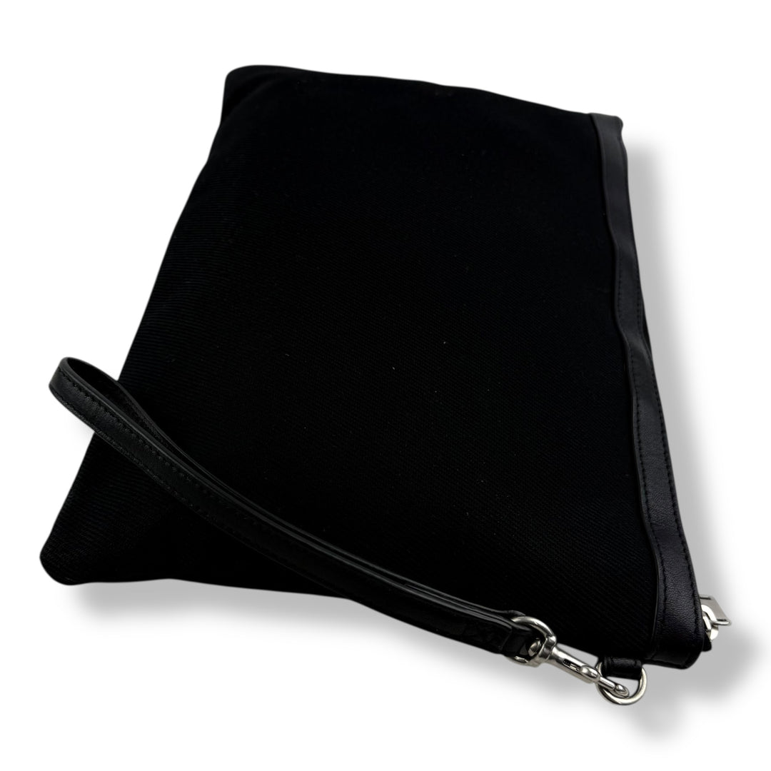 Saint Laurent Black Cotton Canvas Rive Gauche Clutch Bag