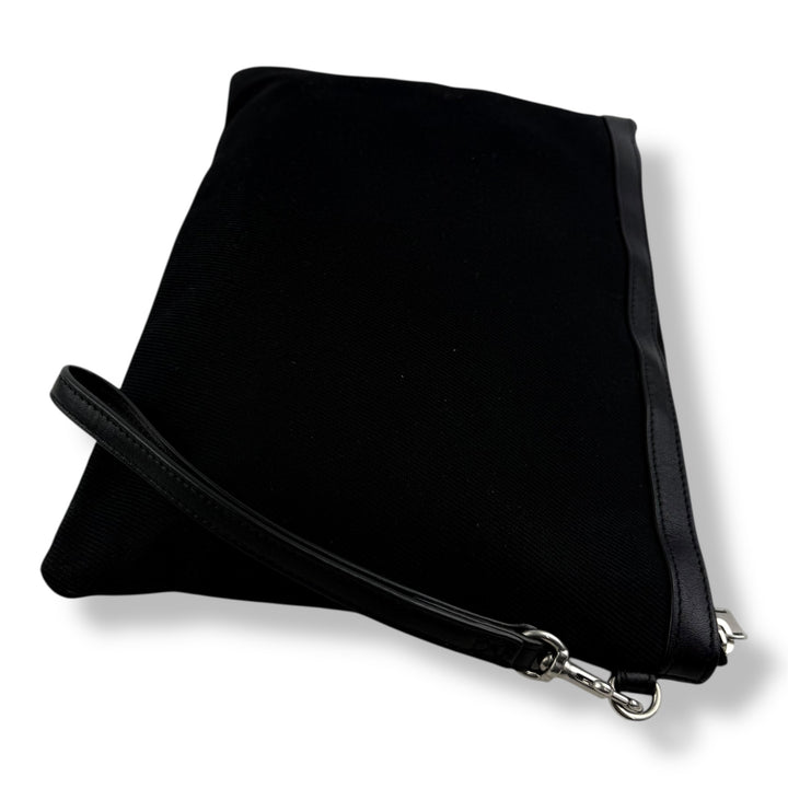 Saint Laurent Black Cotton Canvas Rive Gauche Clutch Bag