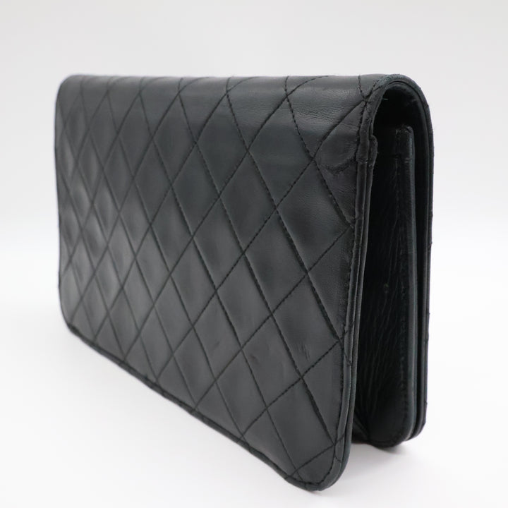 Chanel CC Black Push Lock Single Flap Quilted Lambskin Shoulder Handbag