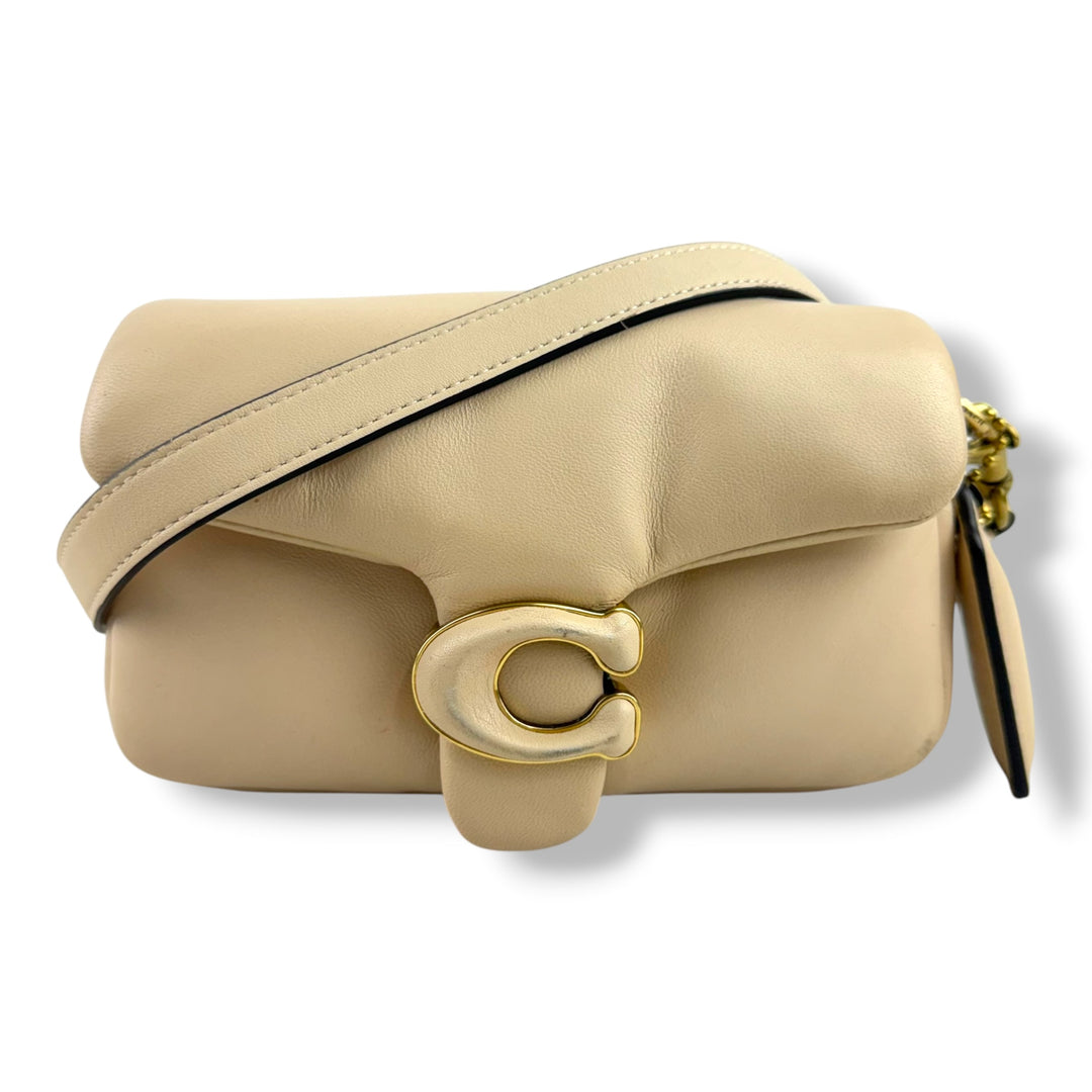 Coach Pillow Tabby 18 Beige Leather Handbag