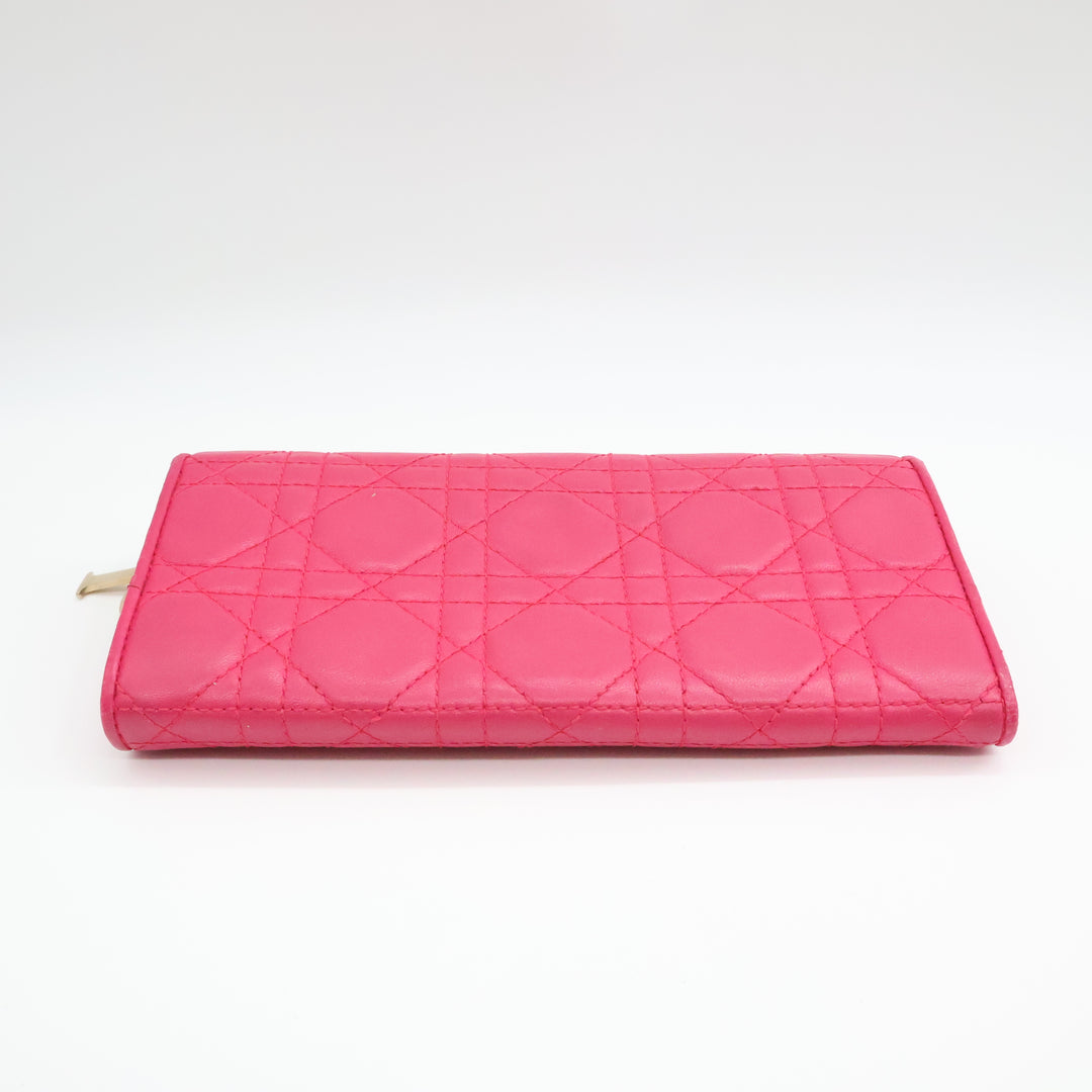 Dior Lady Dior Pink Quilted Wallet on Chain Pochette Bag