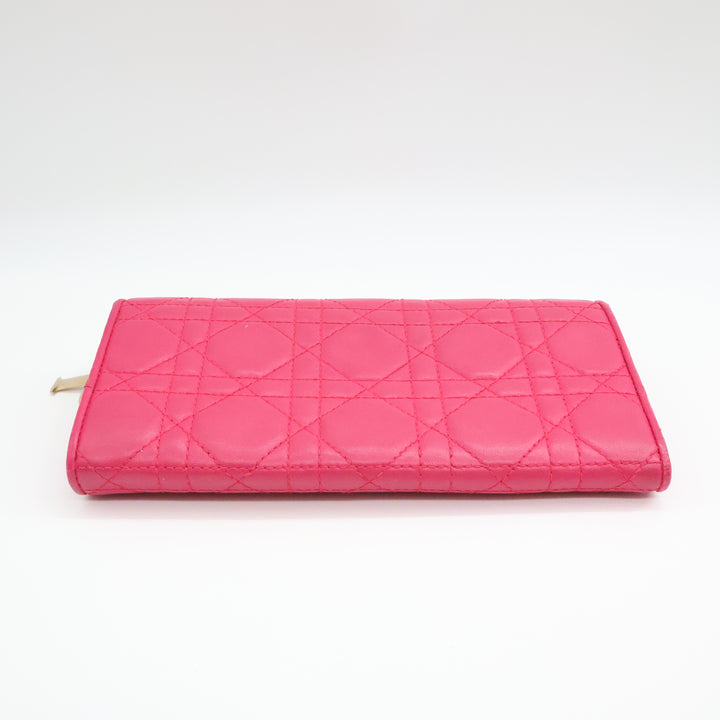 Dior Lady Dior Pink Quilted Wallet on Chain Pochette Bag
