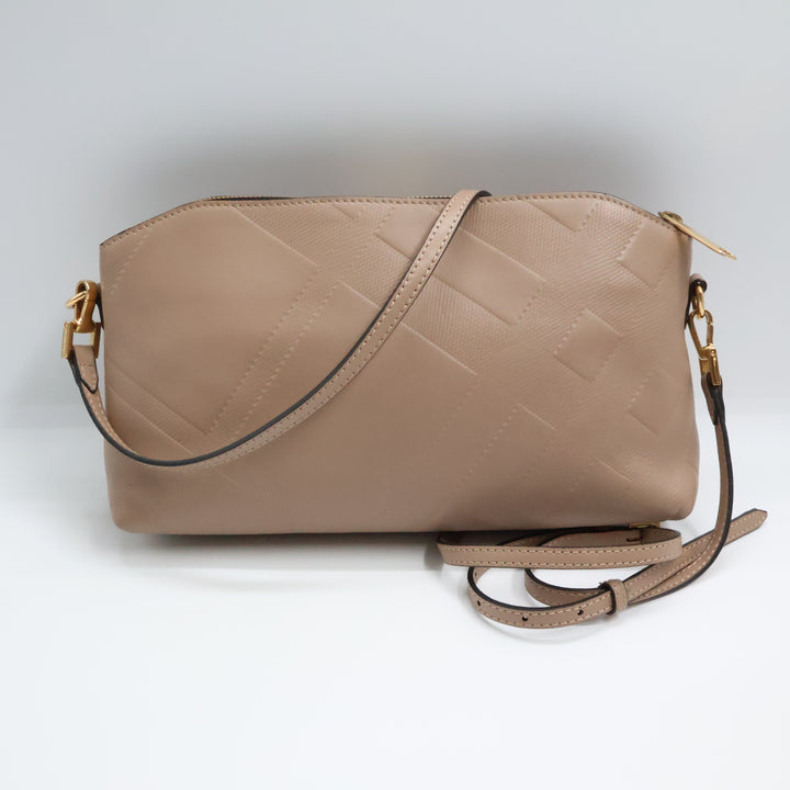 Burberry Nude Leather Embossed Crossbody Bag