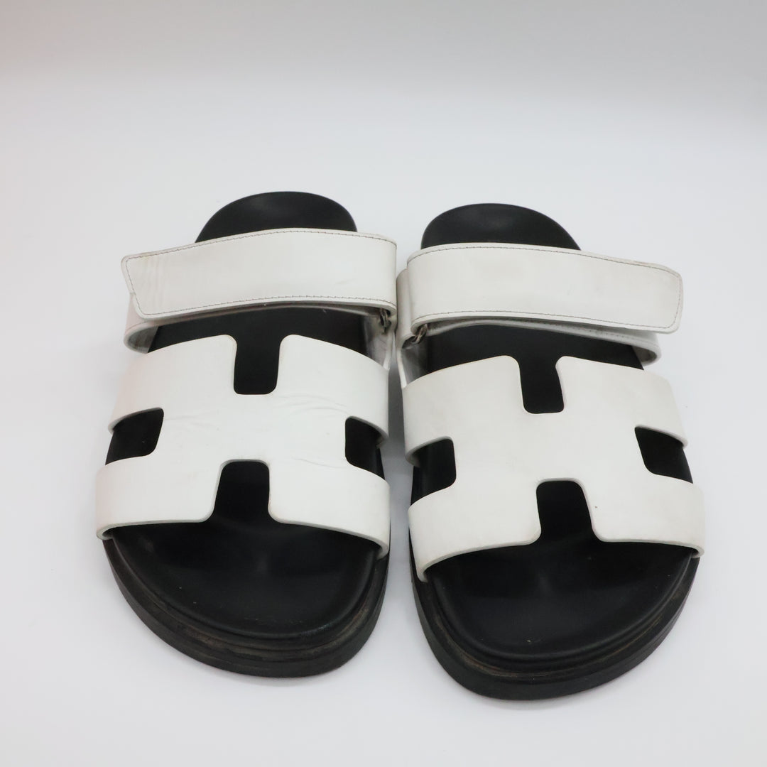 Hermes Chypre Black/White Sandals UK 5 EU 38