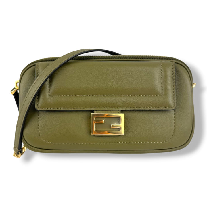 Fendi Khaki Easy 2 Baguette Chain Crossbody Bag