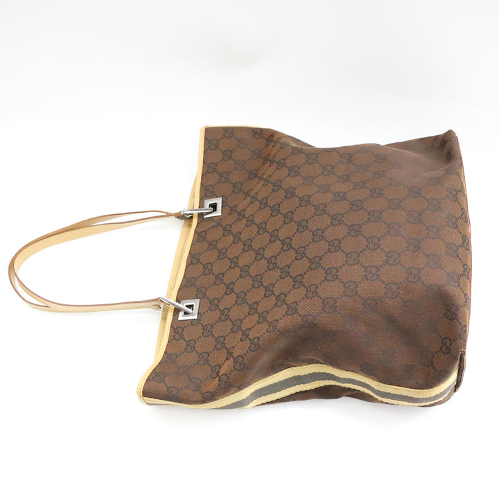 Gucci GG Brown/Beige Bucket Tote Handbag