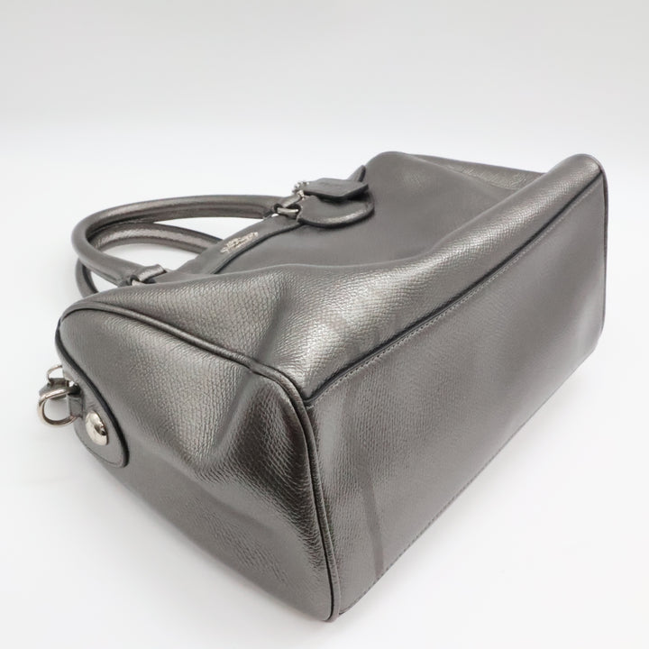 Coach Mini Bennett Metallic Grey Satchel Handbag