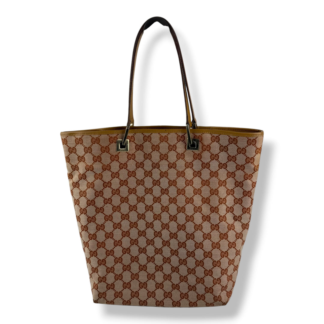 Gucci GG Beige/Orange Canvas Tote Bag