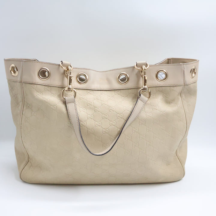 Gucci GG Beige Leather Tote Bag