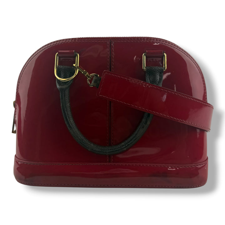 Louis Vuitton Alma BB Red Vernis Patent Leather Monogram Handbag