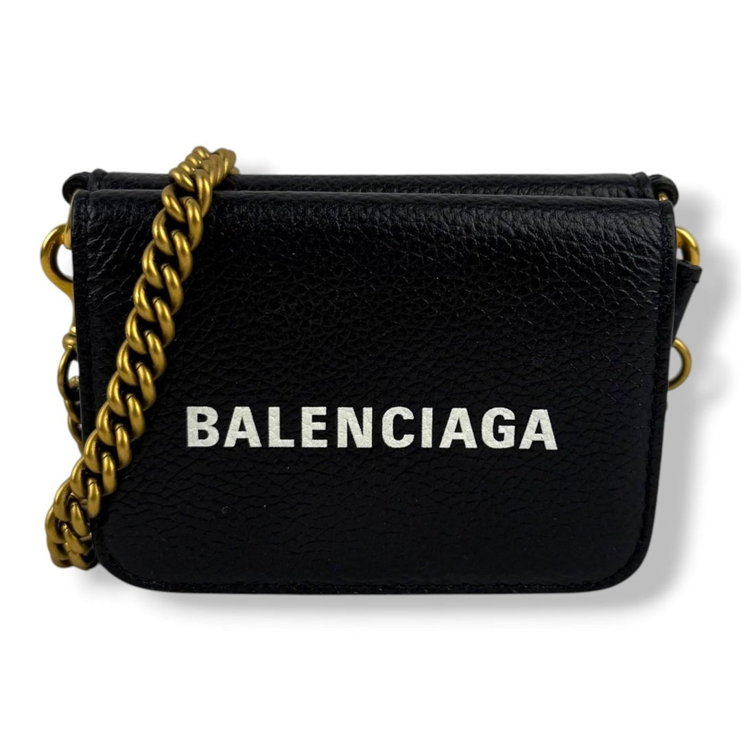 Balenciaga Cash Black Mini Wallet on Chain Handbag - Lux Central