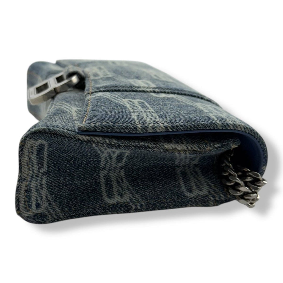 Balenciaga Hourglass Blue Denim Crossbody Handbag - Lux Central