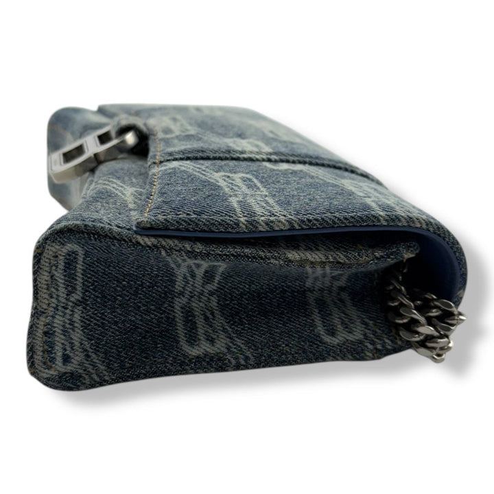 Balenciaga Hourglass Blue Denim Crossbody Handbag - Lux Central