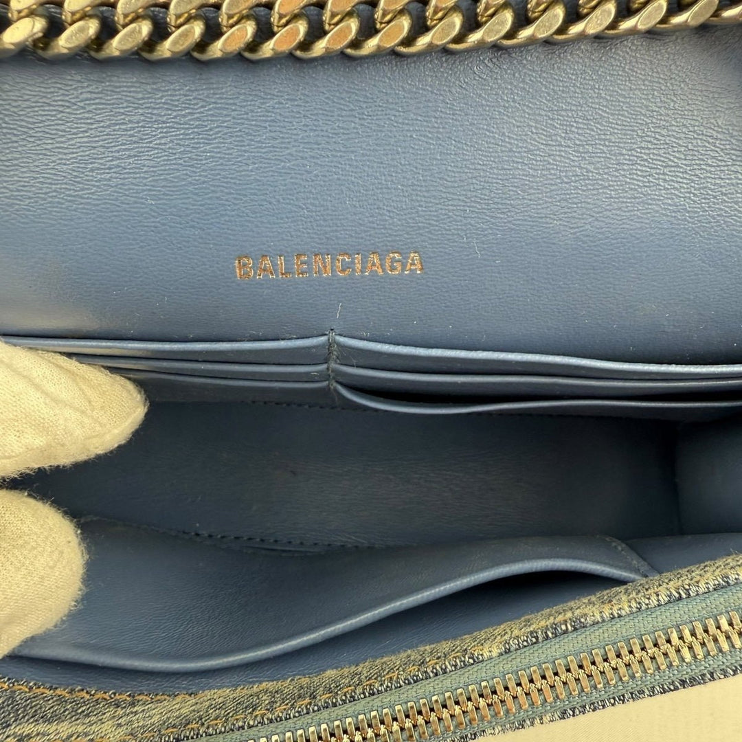 Balenciaga Hourglass Blue Denim Crossbody Handbag - Lux Central