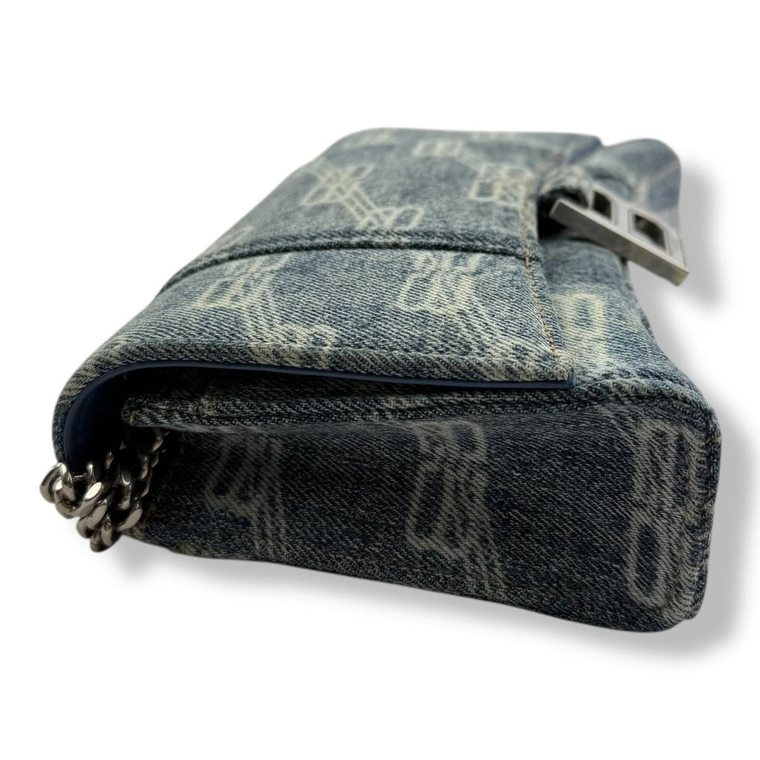 Balenciaga Hourglass Blue Denim Crossbody Handbag - Lux Central
