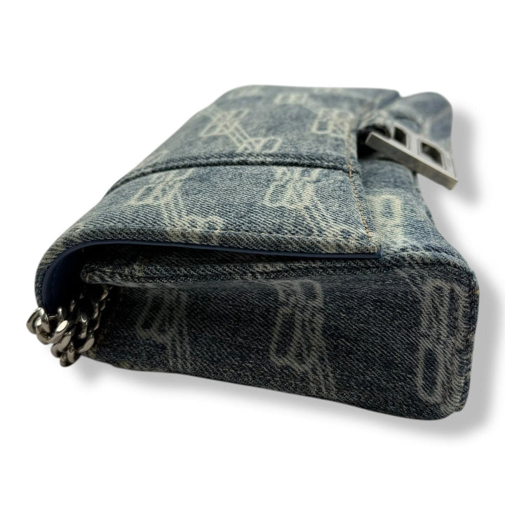 Balenciaga Hourglass Blue Denim Crossbody Handbag - Lux Central