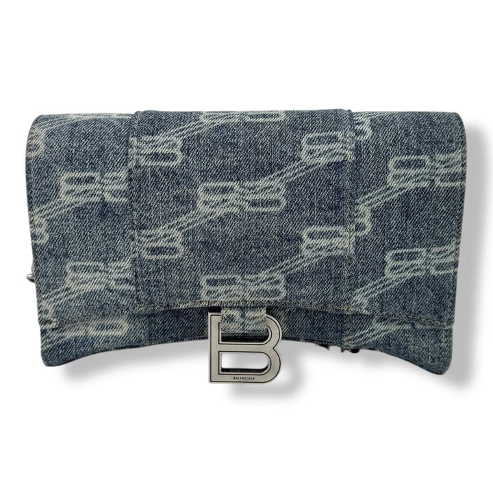 Balenciaga Hourglass Blue Denim Crossbody Handbag - Lux Central