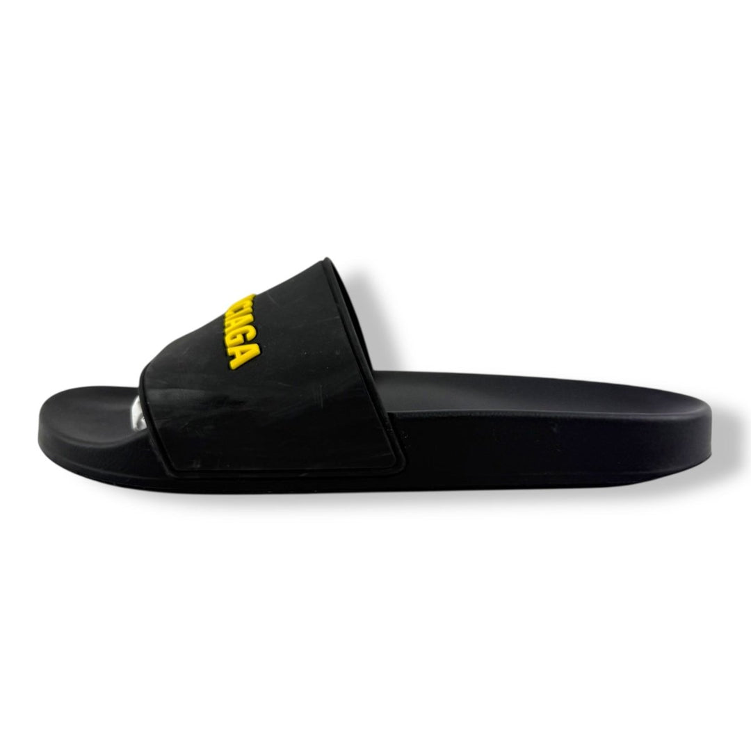 Balenciaga Pool Rubber Slides Black/Yellow UK 11 - Lux Central