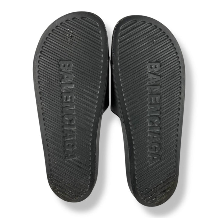 Balenciaga Pool Rubber Slides Black/Yellow UK 11 - Lux Central