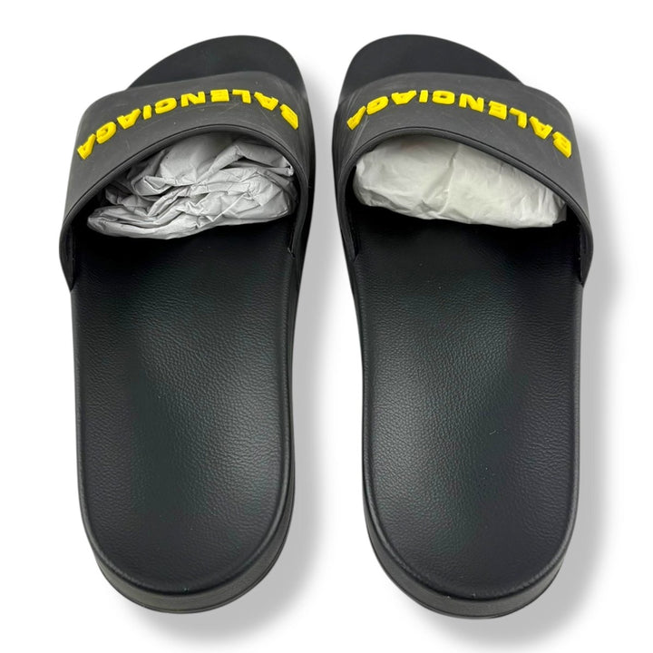 Balenciaga Pool Rubber Slides Black/Yellow UK 11 - Lux Central